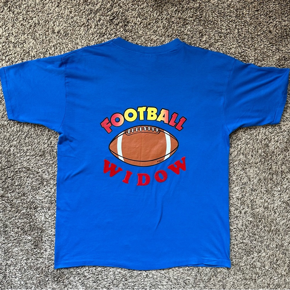FOOTBALL WIDOW Novelty Shirt Men’s XL Vintage 70s Single Stitch Hanes Sports
